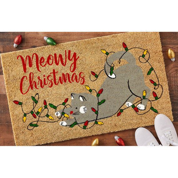 Design Imports Meowy Christmas Door Mat