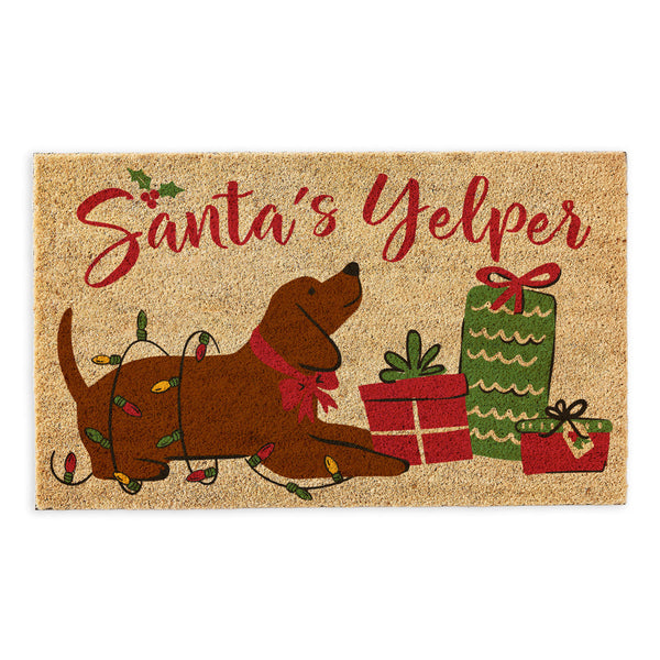 Design Imports Santas Yelper with Presents Door Mat