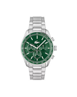 Lacoste Mens Boston Stainless Steel Chronograph Silver-Tone Watch