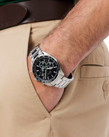 Lacoste Mens Boston Stainless Steel Chronograph Silver-Tone Watch