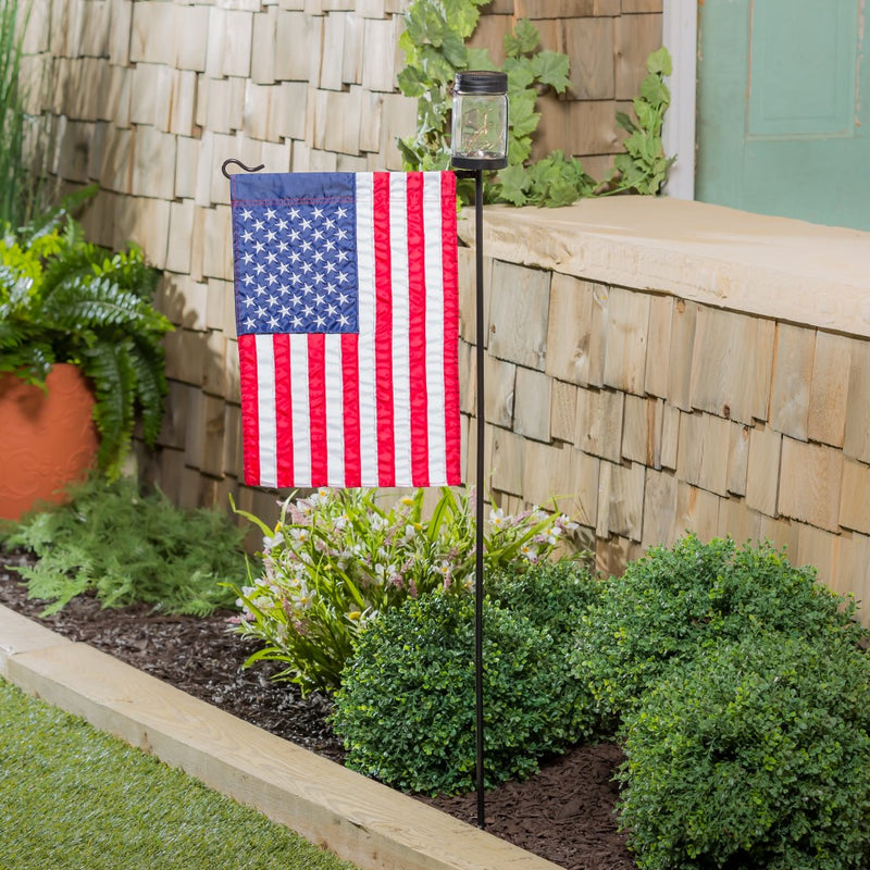 Evergreen Mason Jar Solar Garden Flag Stand