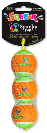 Spunky Pup Squeaky Tennis Balls - Medium - 3 Pack