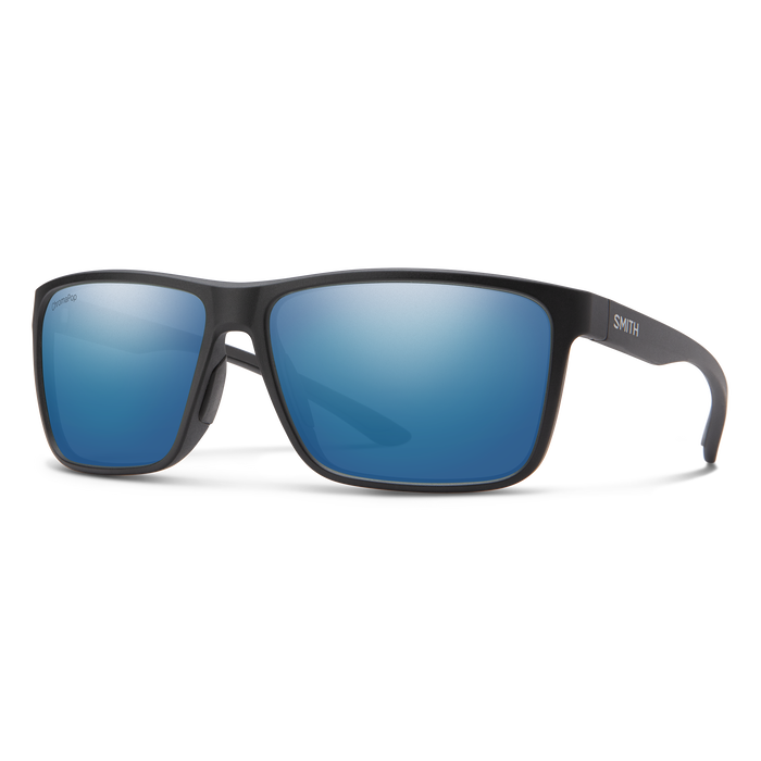Smith Riptide Matte Black Frame - ChromaPop Glass Polarized Blue Mirror Lens - Polarized Sunglasses