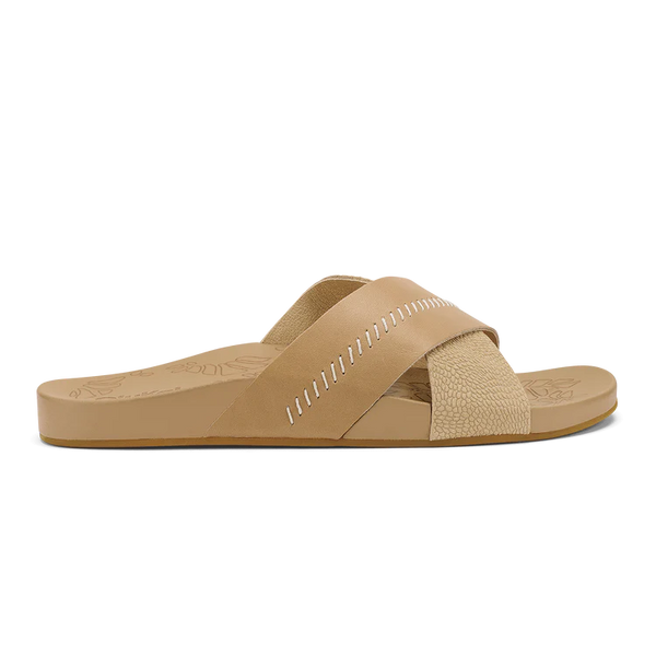 OluKai Womens Kīpe‘a ‘Olu Leather Slide Sandals