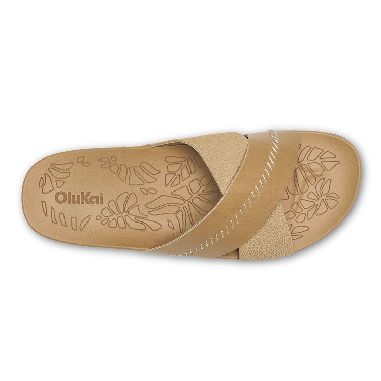 OluKai Womens Kīpe‘a ‘Olu Leather Slide Sandals