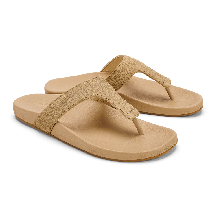 OluKai Womens Kīpe‘a Lipi Elevated Leather Sandals