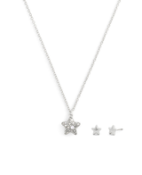 COACH Silver Pavé Star Necklace & Earrings Boxed Jewelry Set