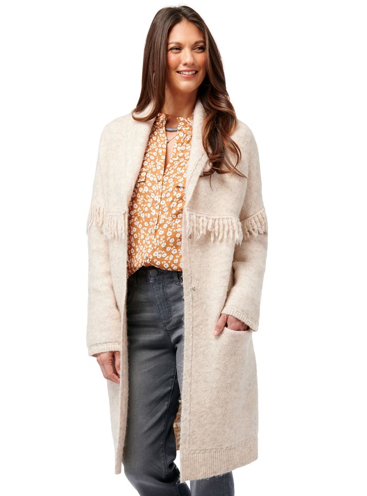 Democracy Womens Fringe Sweater Coatigan