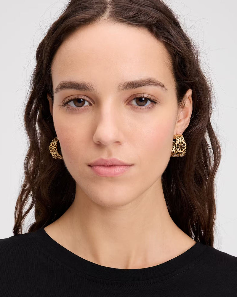 Kate Spade Spade Flower Lace Hoops - Gold