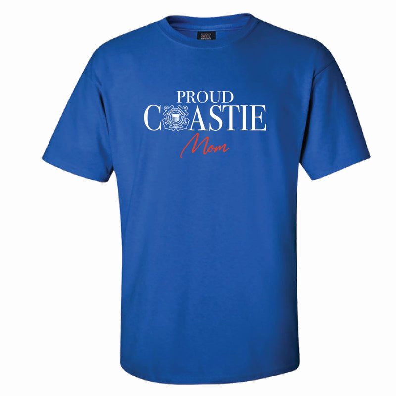 Coast Guard Womens Proud Coastie Mom with White Ink Short Sleeve T-Shirt