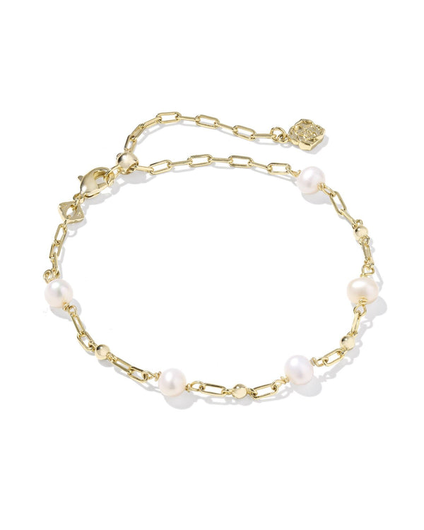 Kendra Scott Ashton Delicate Freshwater Pearl Gold Chain Bracelet