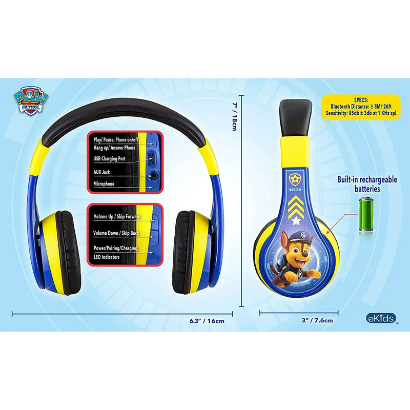 eKids Paw Patrol Chase Bluetooth Headphones