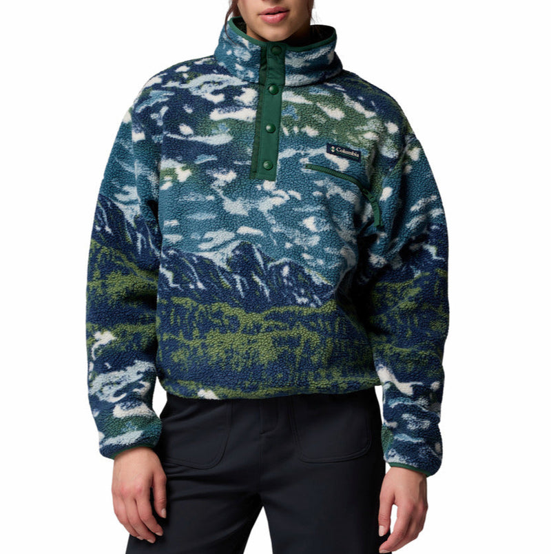 Columbia Womens Helvetia II Printed Cropped Half Snap Fleece Pullover Jacket