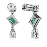 Swarovski Mesmera Drop Earrings - Mixed cuts, Green, Rhodium plated