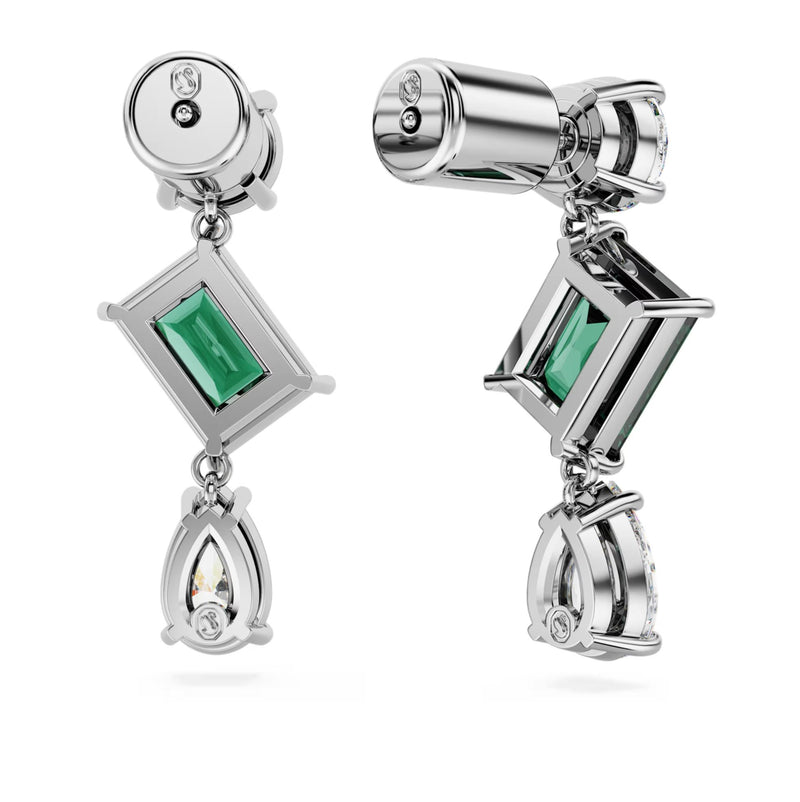 Swarovski Mesmera Drop Earrings - Mixed cuts, Green, Rhodium plated