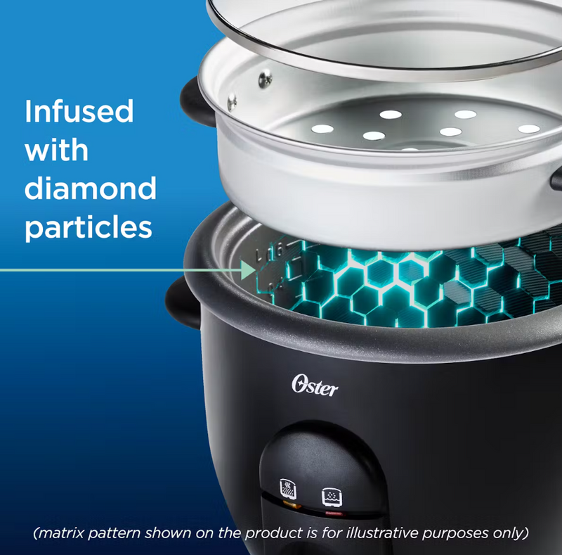 Oster DiamondForce Nonstick 6-Cup Electric Rice Cooker