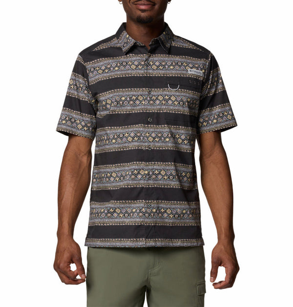 Columbia Mens PFG Wild Cast Camp Short Sleeve Button Down Shirt