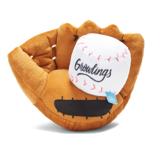 BARK Growlings Baseball Glove & Ball Plush Dog Toy