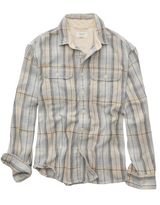 American Eagle Mens AE Relaxed Fit Textured Flannel Long Sleeve Shirt