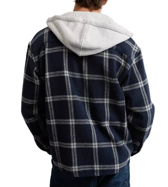 American Eagle Mens AE Hooded Flannel Shirt