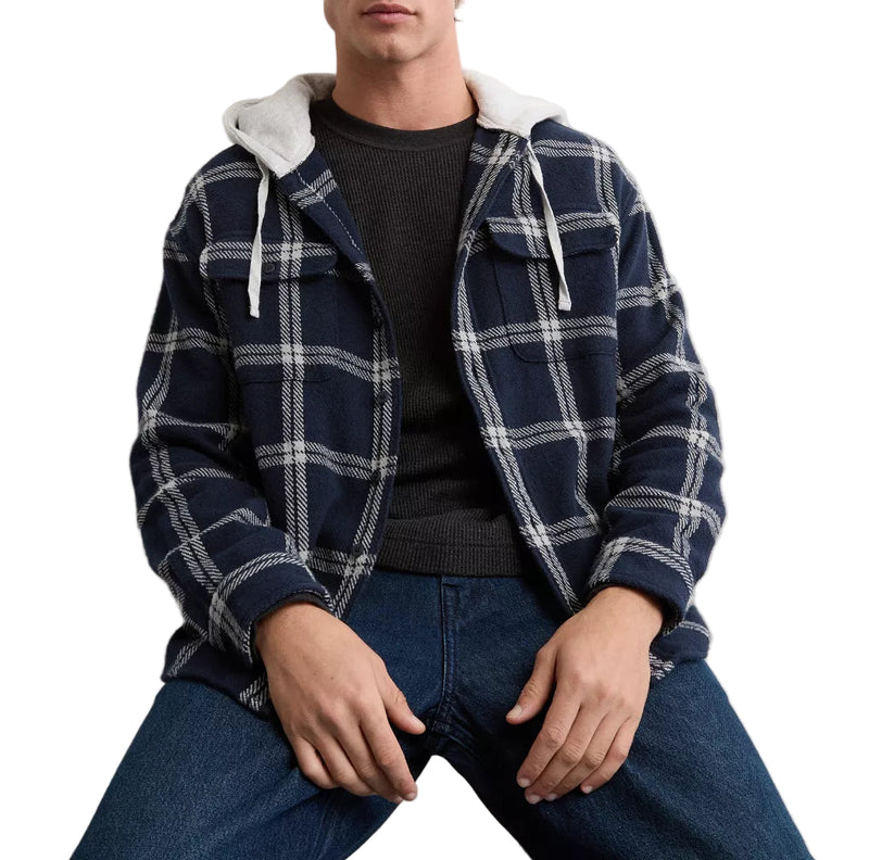 American Eagle Mens AE Hooded Flannel Shirt