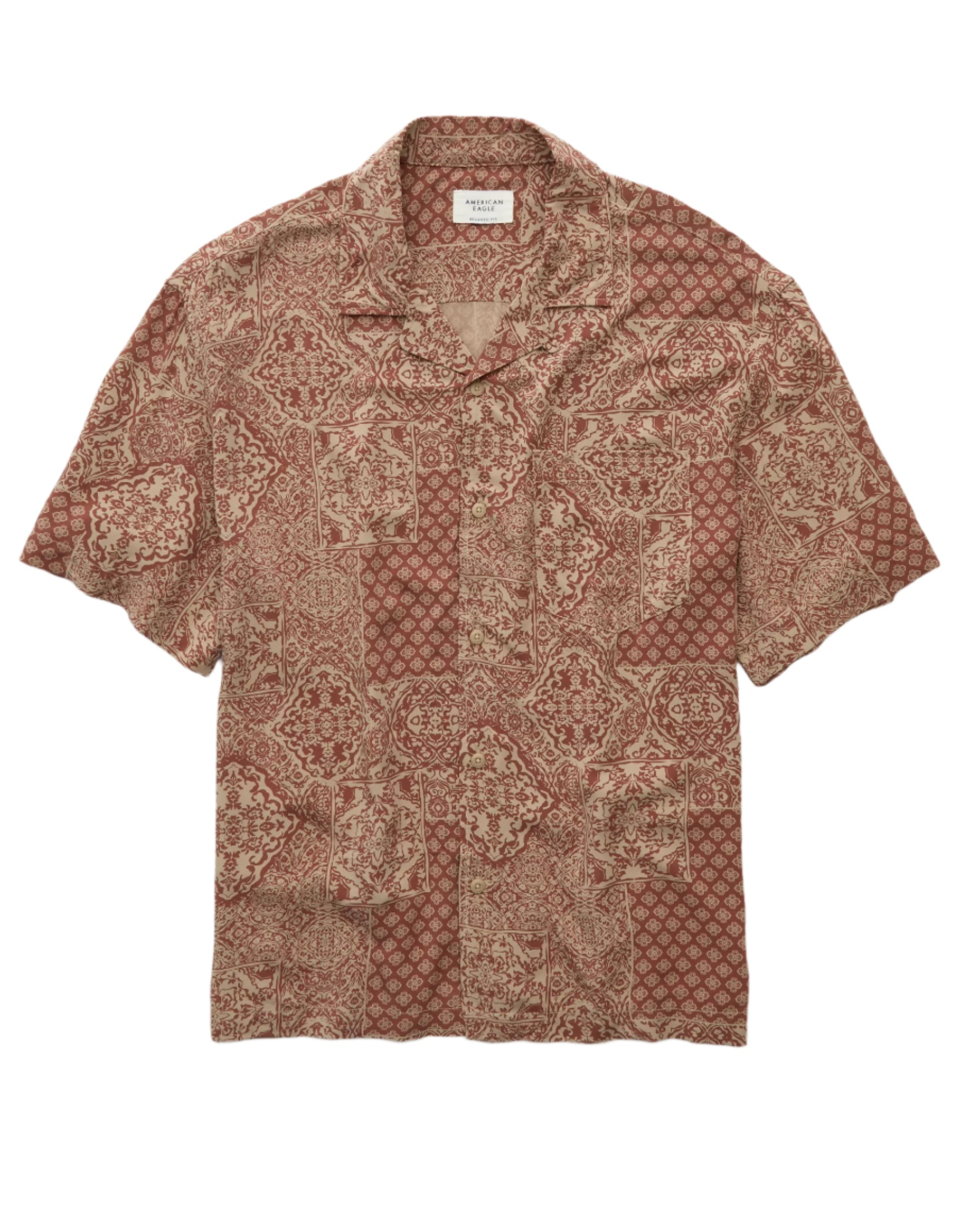 American Eagle Mens AE Poolside Printed Button-Up Shirt