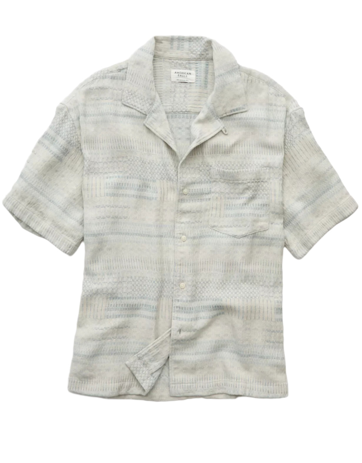 American Eagle Mens AE Textured Stripe Button-Up Poolside Shirt