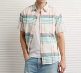 American Eagle Mens AE Standard Fit Linen-Blend Button-Up Short Sleeve Shirt