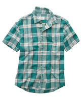 American Eagle Mens Standard Fit Linen-Blend Short Sleeve Shirt