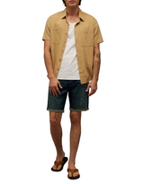 American Eagle Mens Standard Fit Linen-Blend Short Sleeve Shirt