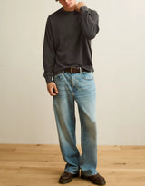 American Eagle Mens AE Boxy Fit Garment-Washed Thermal Long Sleeve T-Shirt