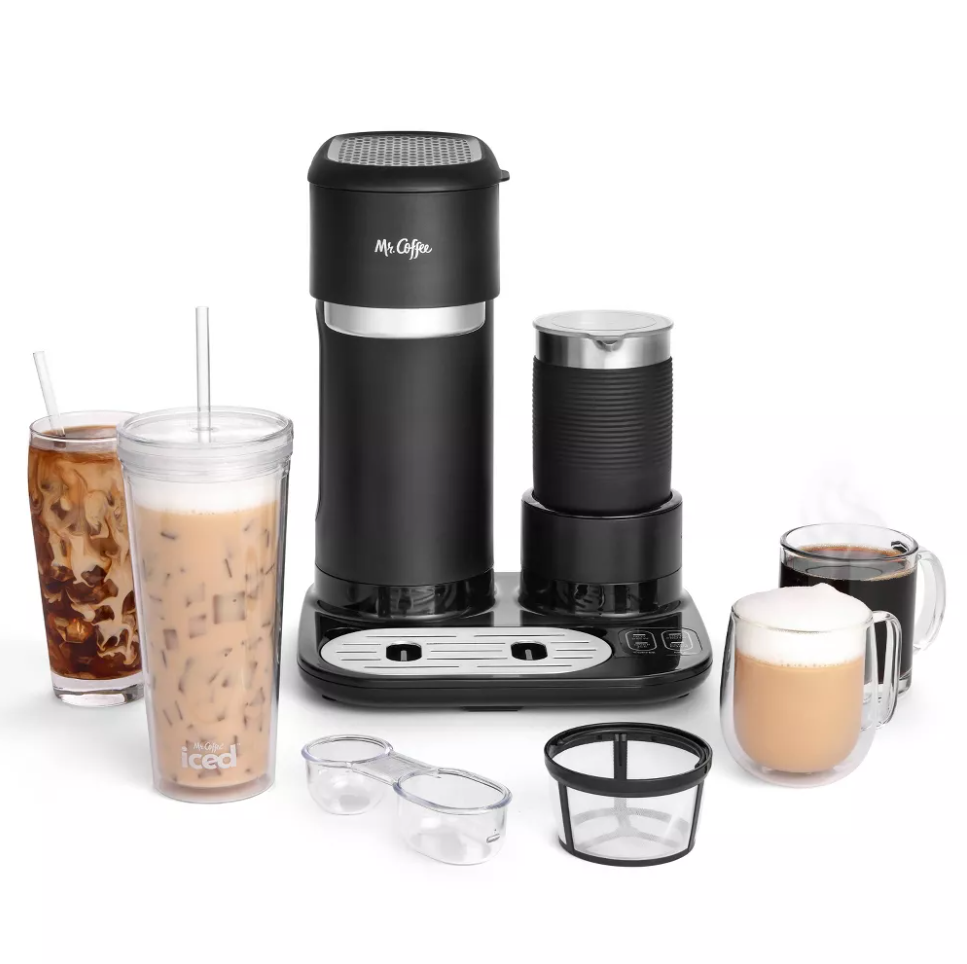 Mr. Coffee 4 in 1 Single Serve Latte Iced and Hot Coffee Maker ShopCGX