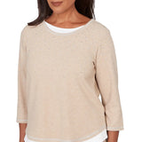 Ruby Rd. Womens Embellished Layered Hem Crew Neck Top