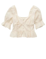 American Eagle Womens AE Puff Sleeve Pintuck Blouse