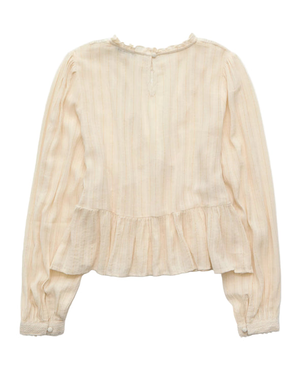 American Eagle Womens AE High Neck Lace Long Sleeve Blouse