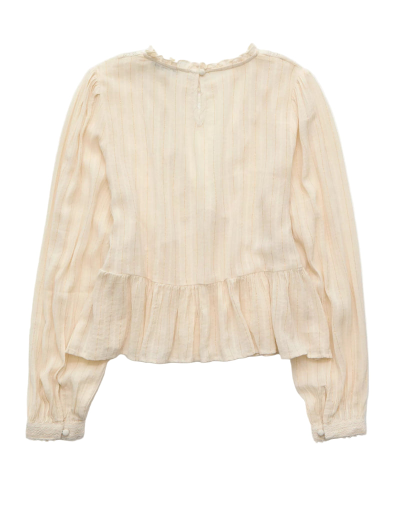 American Eagle Womens AE High Neck Lace Long Sleeve Blouse