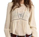 American Eagle Womens AE High Neck Lace Long Sleeve Blouse