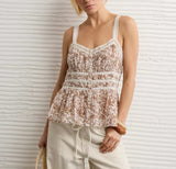 American Eagle Womens AE Lace Trim Cami Top