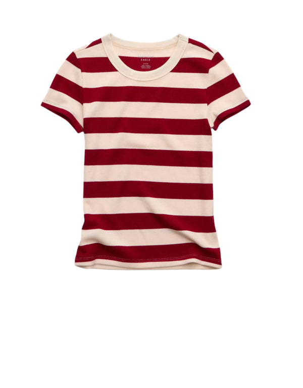 American Eagle Womens AE Waffle Hey Baby Short Sleeve T-Shirt
