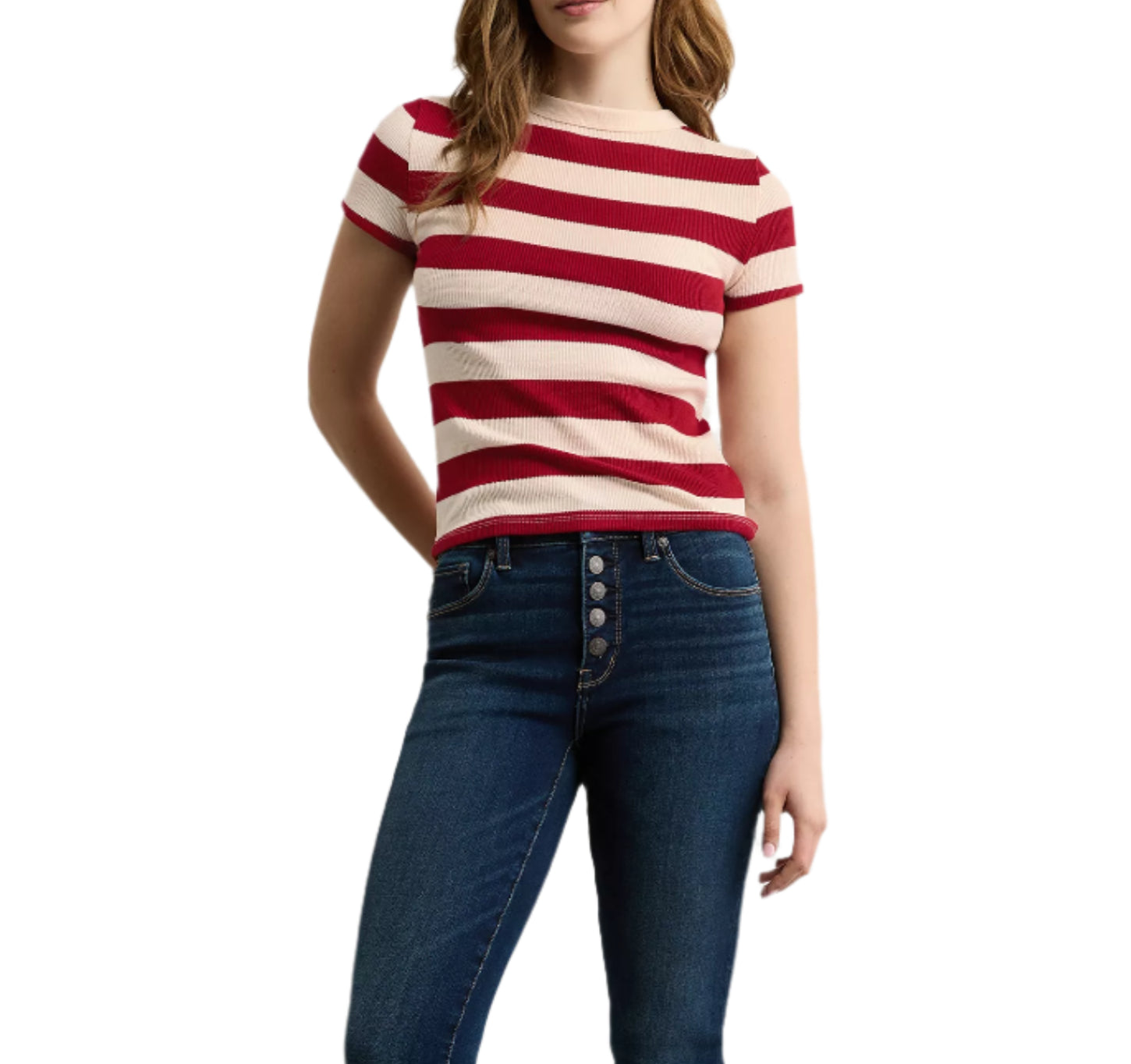 American Eagle Womens AE Waffle Hey Baby Short Sleeve T-Shirt