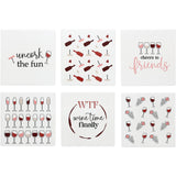 Pavilion Wine Time 4" Ceramic Coasters - Set of 6