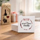 Pavilion Wine Time 4" Ceramic Coasters - Set of 6