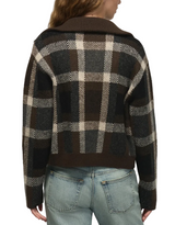 Lucky Brand Womens Plaid Bomber Sweater Jacket