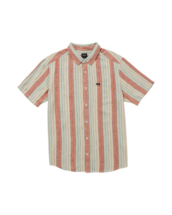 RVCA Mens Alvarado Stripe Short Sleeve Shirt