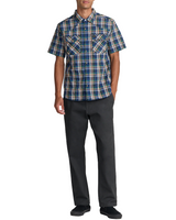 RVCA Mens Dayshift Truckin Plaid Short Sleeve Shirt