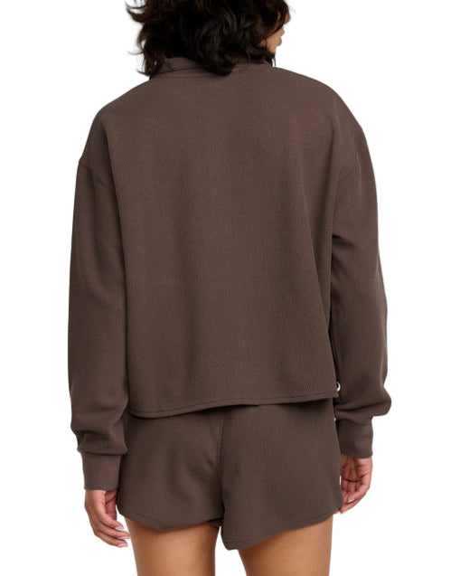 RVCA Womens Glory Waffle Half Zip Sweatshirt