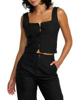 RVCA Womens Bonnie Button Tank Top
