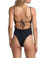 RVCA Womens Solid Basic Scoop One-Piece Swimsuit