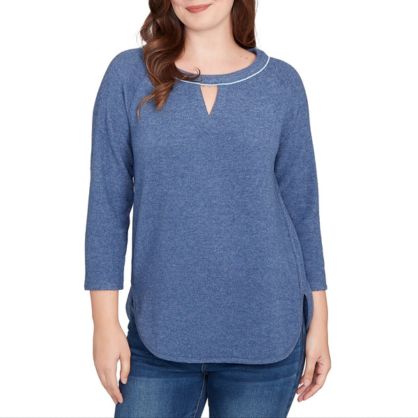 Ruby Rd. Womens Heather Cozy Knit 3/4 Sleeve Top