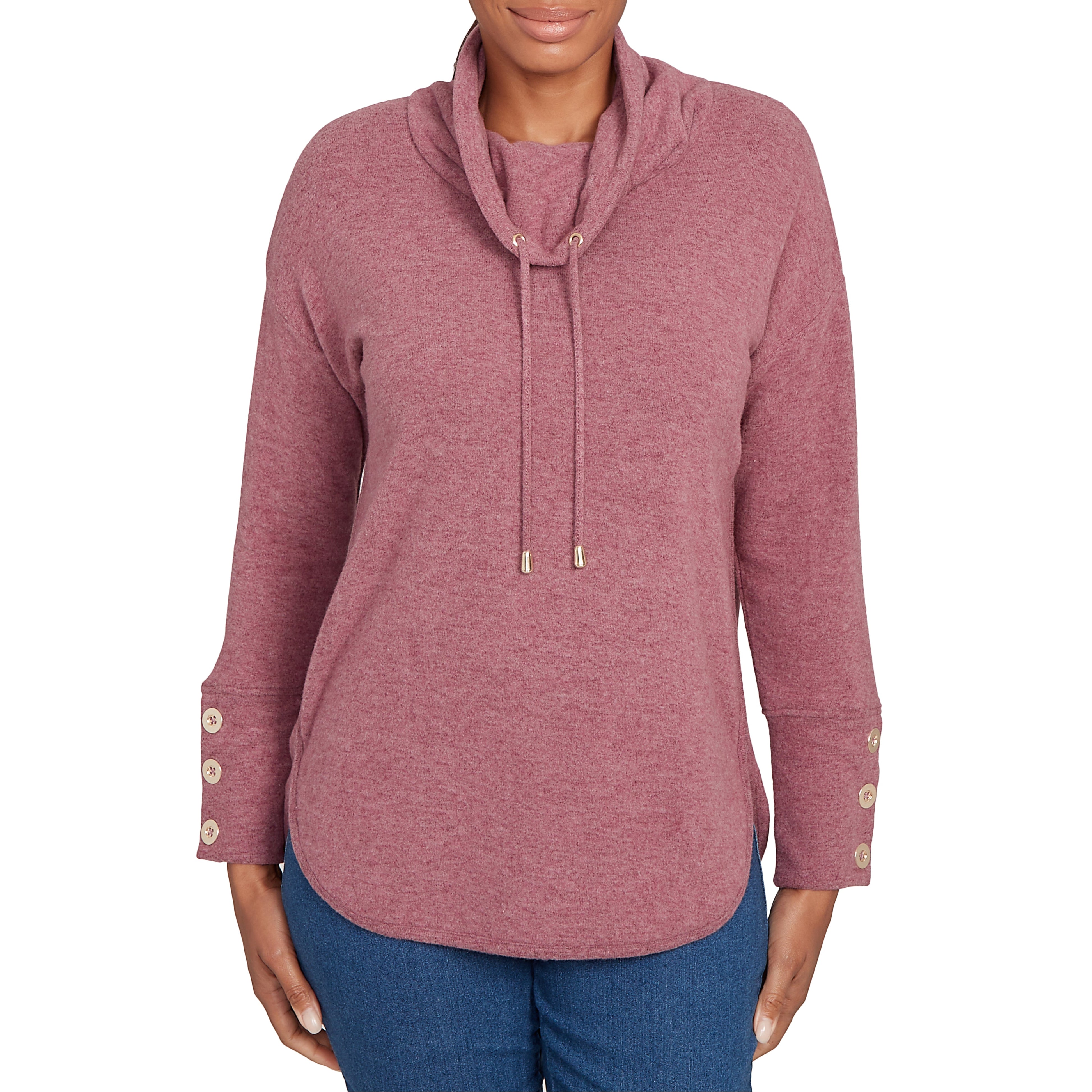 Ruby Rd. Womens Cowl Neck Cozy Knit Long sleeve Top